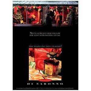 1993 Di Saronno Amaretto Christmas Gift Storefront Vintage Print Ad 90s Wall Art